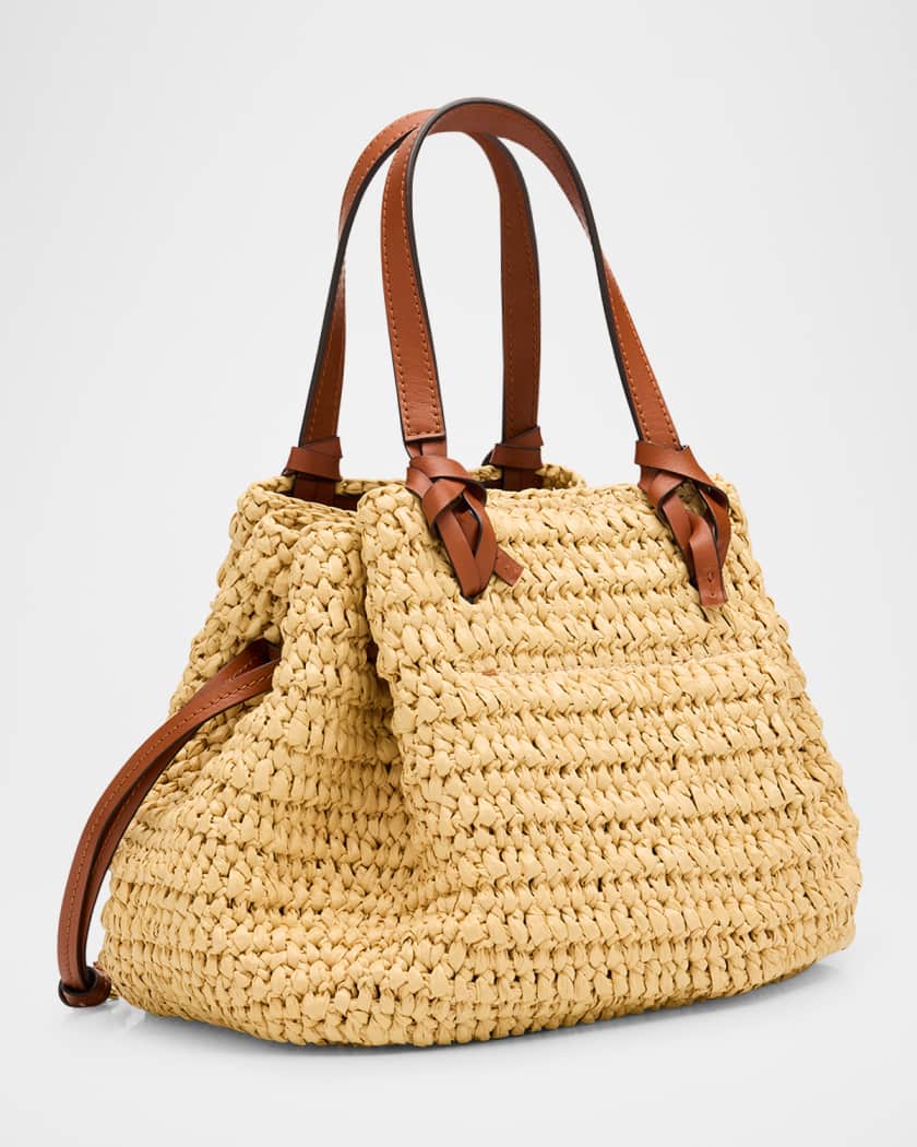 Gio Drawstring Raffia Crossbody Bag