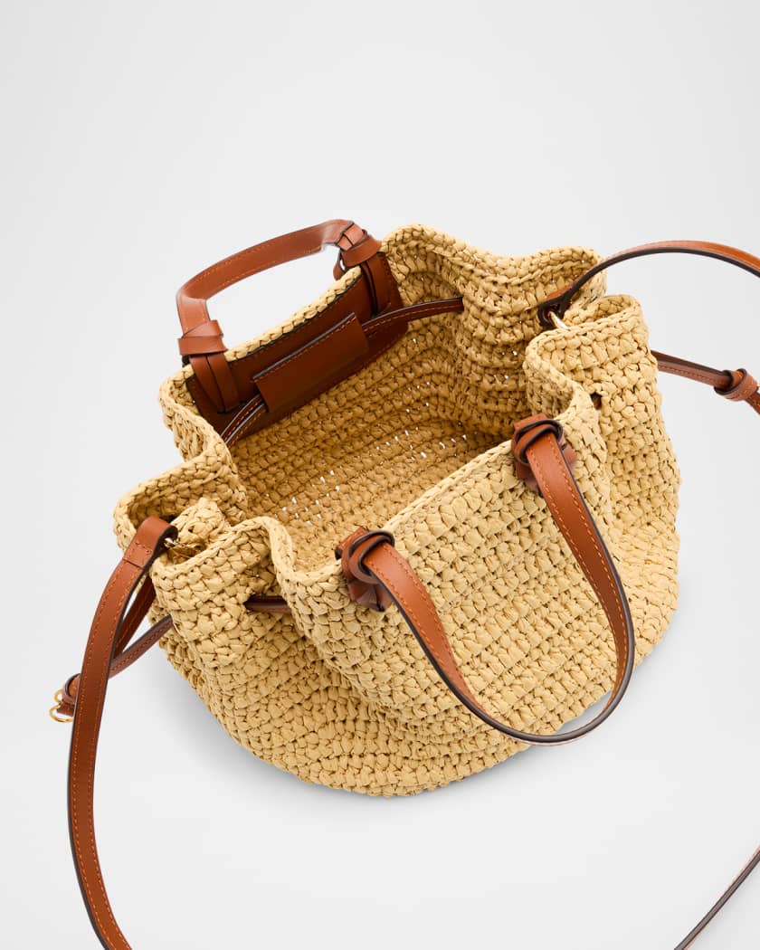 Gio Drawstring Raffia Crossbody Bag