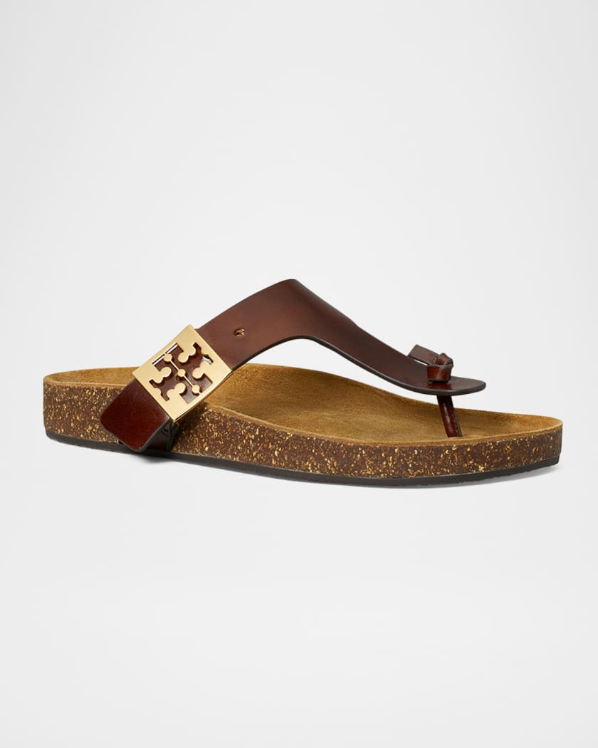 Mellow Leather Buckle Thong Sandals