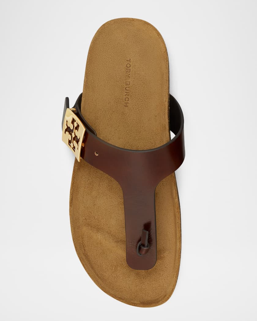 Mellow Leather Buckle Thong Sandals