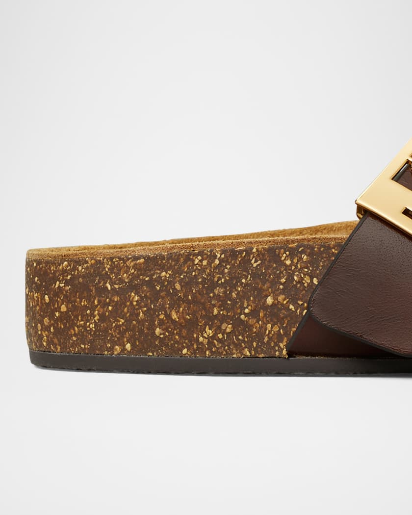 Mellow Leather Buckle Thong Sandals