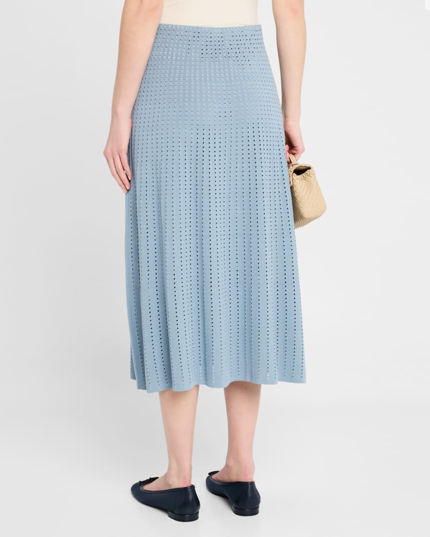 A-Line Pointelle Stitch Midi Skirt