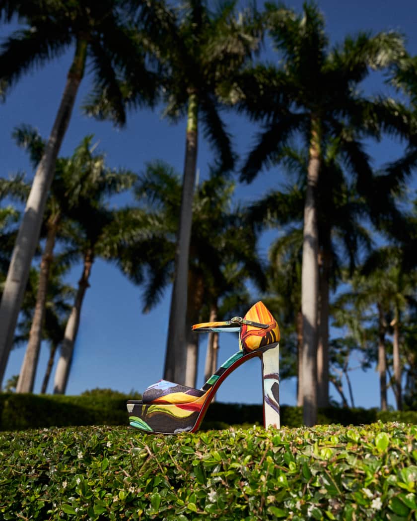 Sandaloo Multi Red Sole Platform Sandals