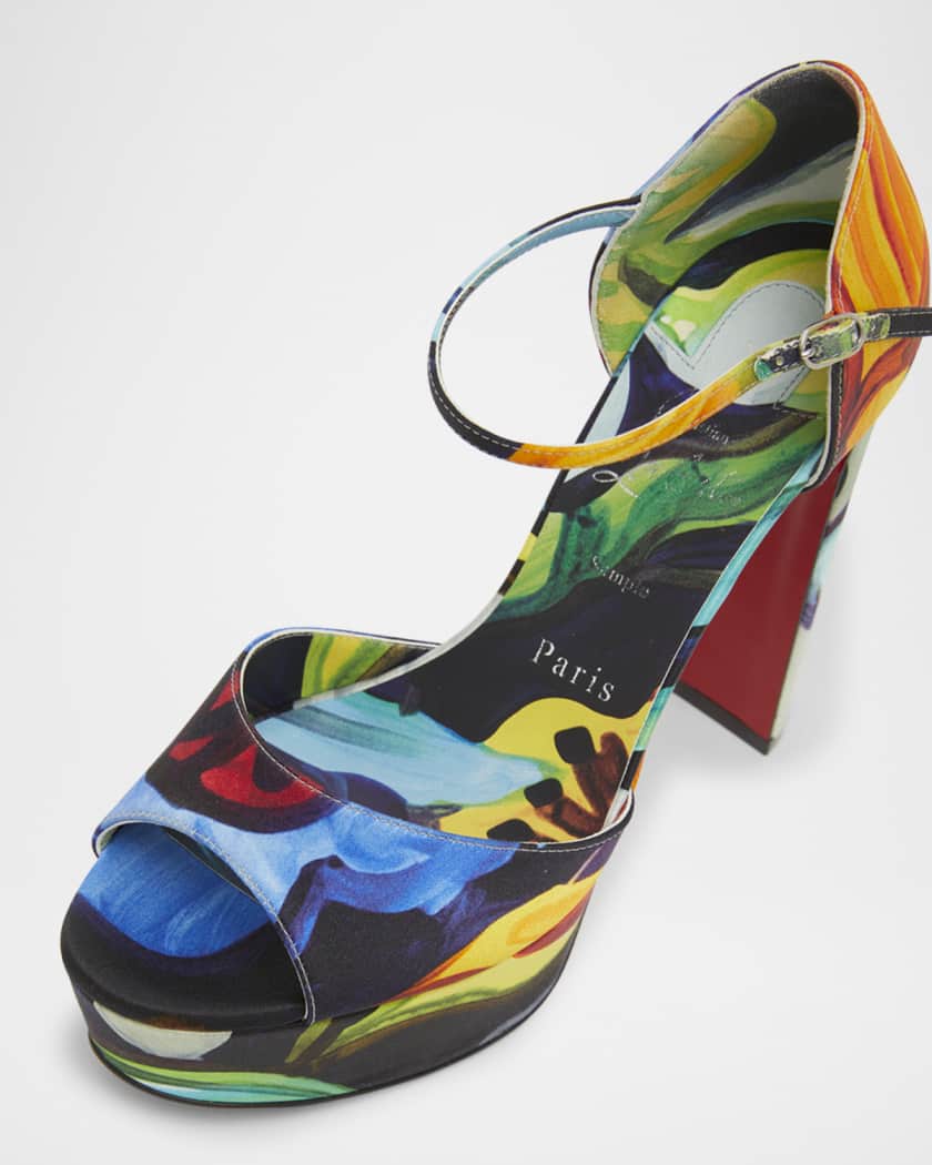 Sandaloo Multi Red Sole Platform Sandals