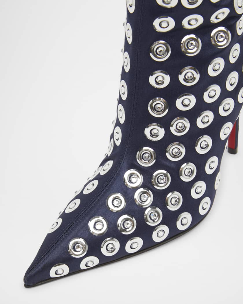 Miss Z Crystal Silk Red Sole Knee Boots