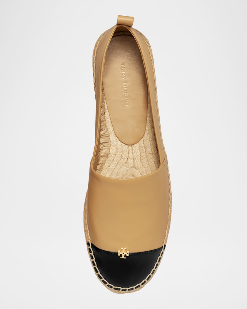 Bicolor Leather Ankle-Wrap Espadrilles