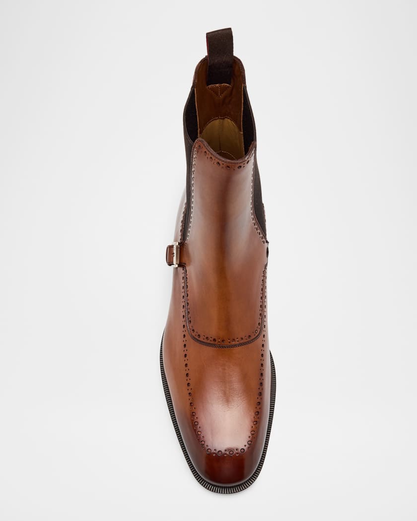 Men's Sartosea Brogue Patina Leather Chelsea Boots