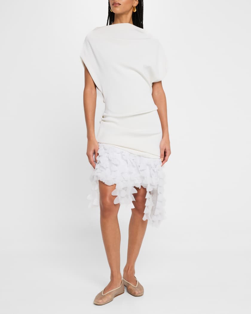 Kayla Draped Petal-Frill Mini Dress