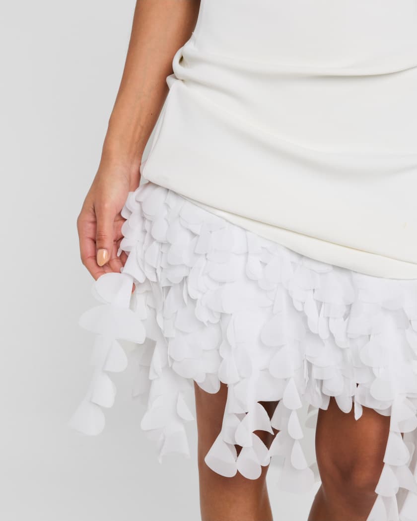 Kayla Draped Petal-Frill Mini Dress