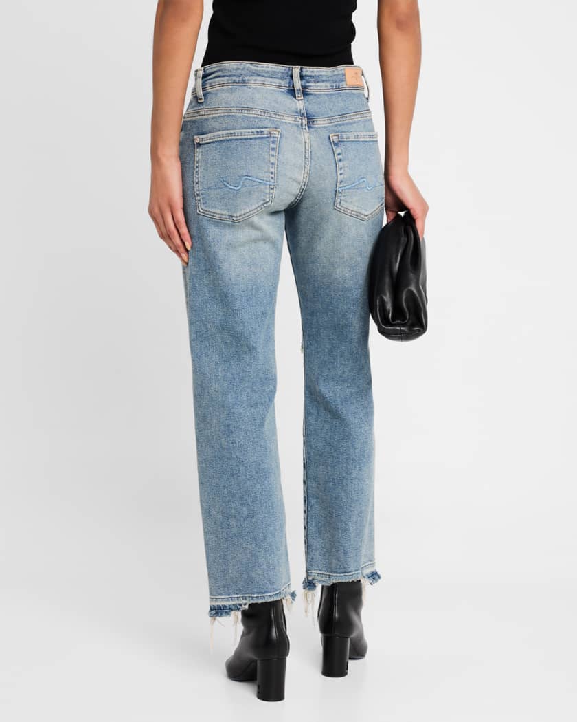 Calie Distressed Straight Ankle Jeans