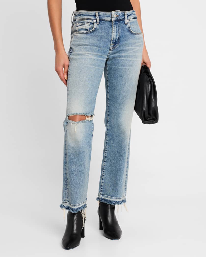 Calie Distressed Straight Ankle Jeans