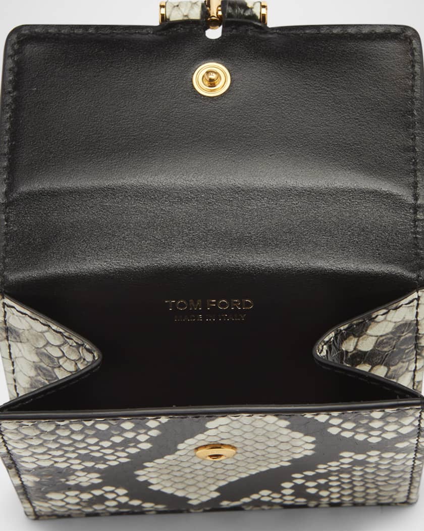 T Bar Card Holder in Python-Print Leather 