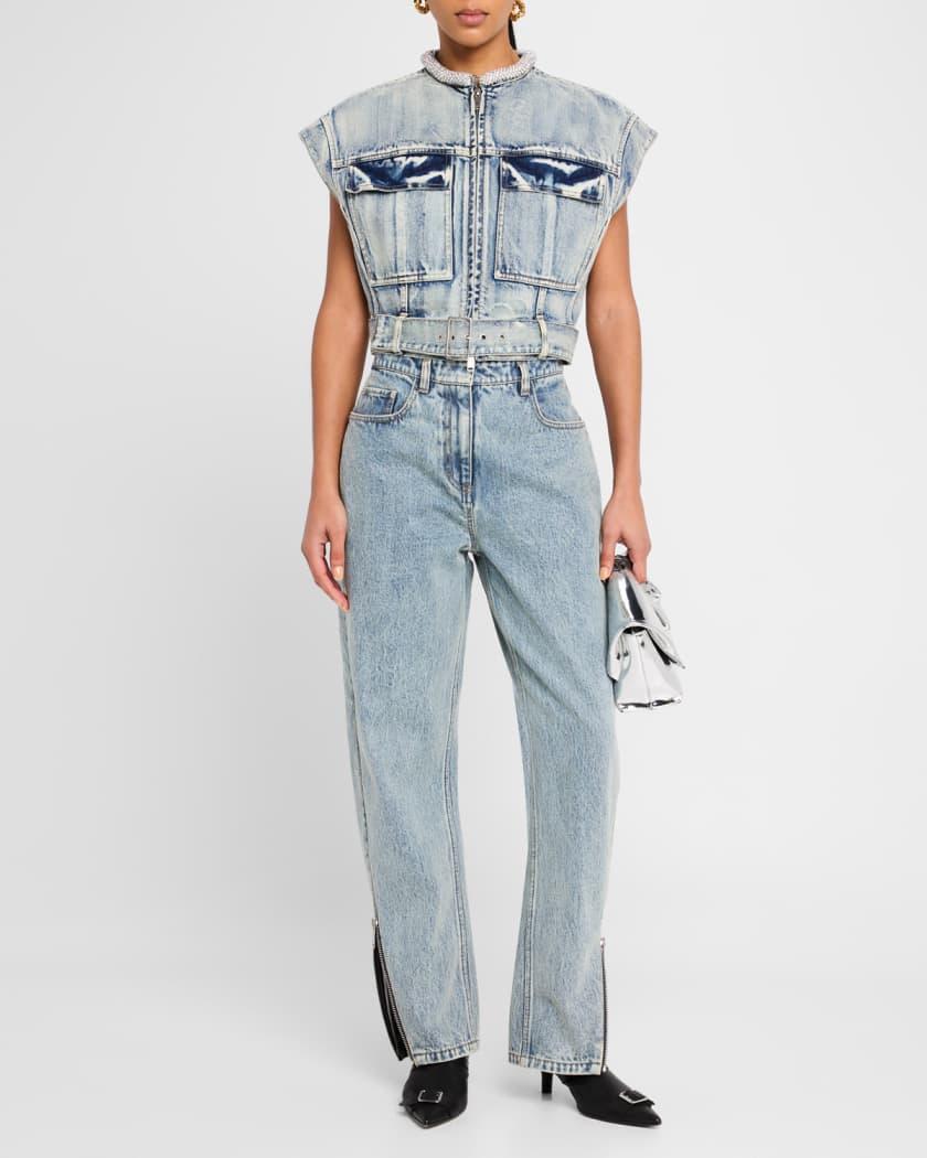 Curved Side-Zip Jeans