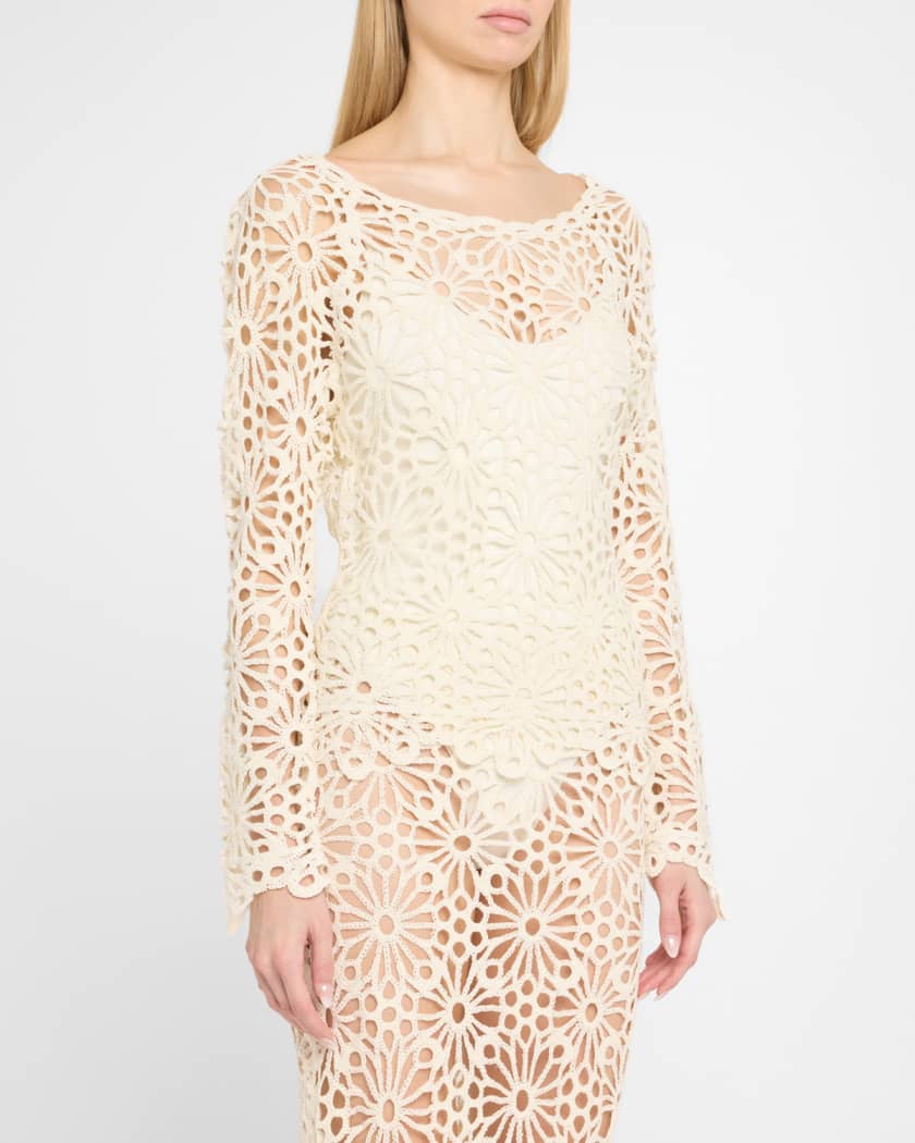 Floral Crochet Raglan Top