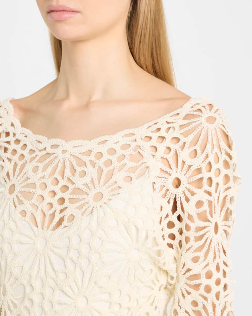 Floral Crochet Raglan Top