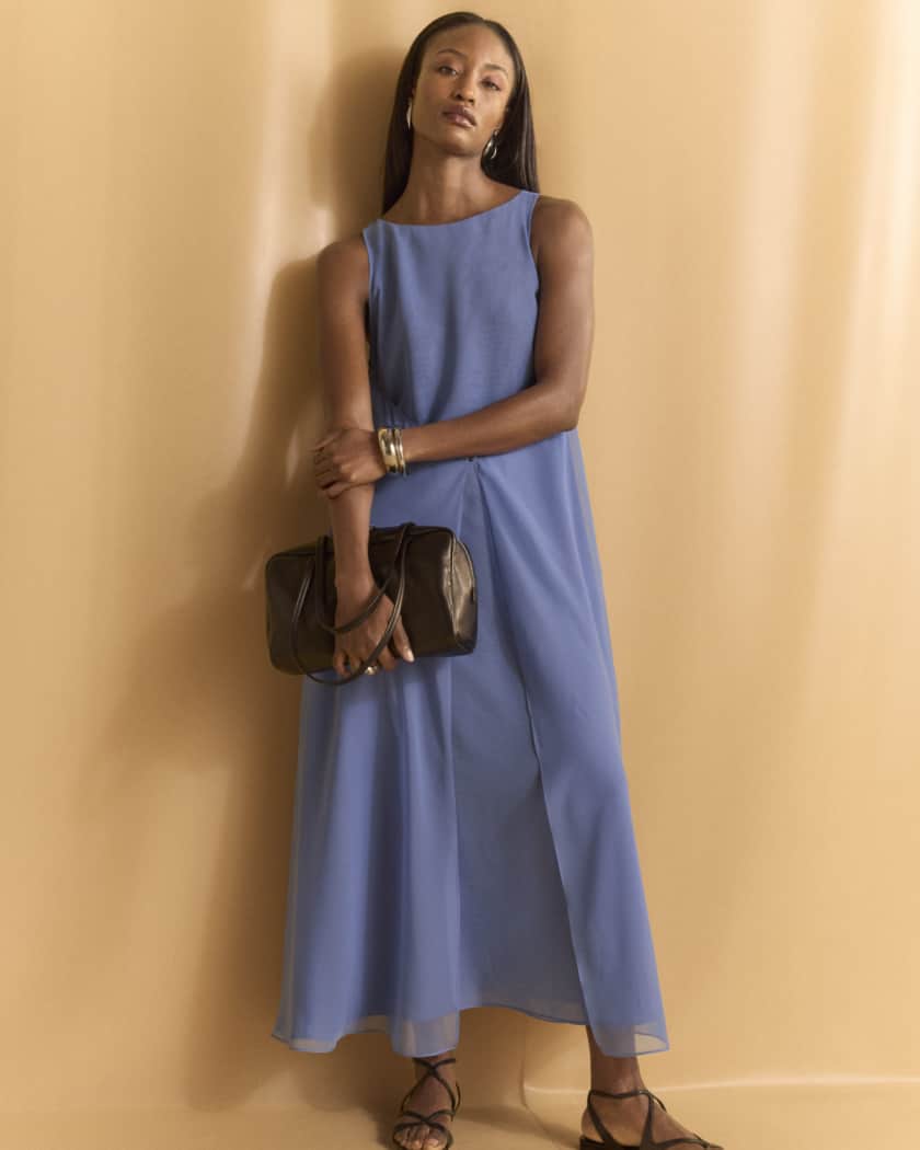 Sleeveless Techno Georgette Maxi Dress