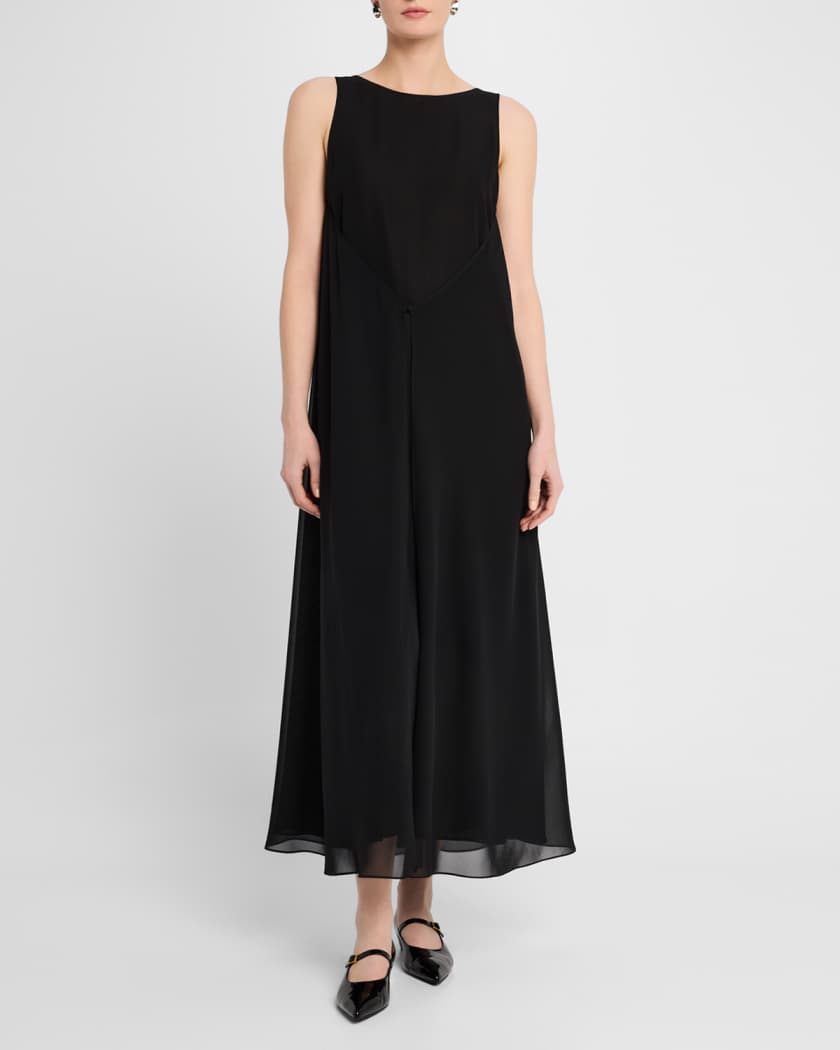 Sleeveless Techno Georgette Maxi Dress