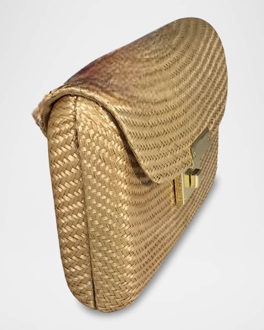Sasha Bun Woven Straw Clutch Bag