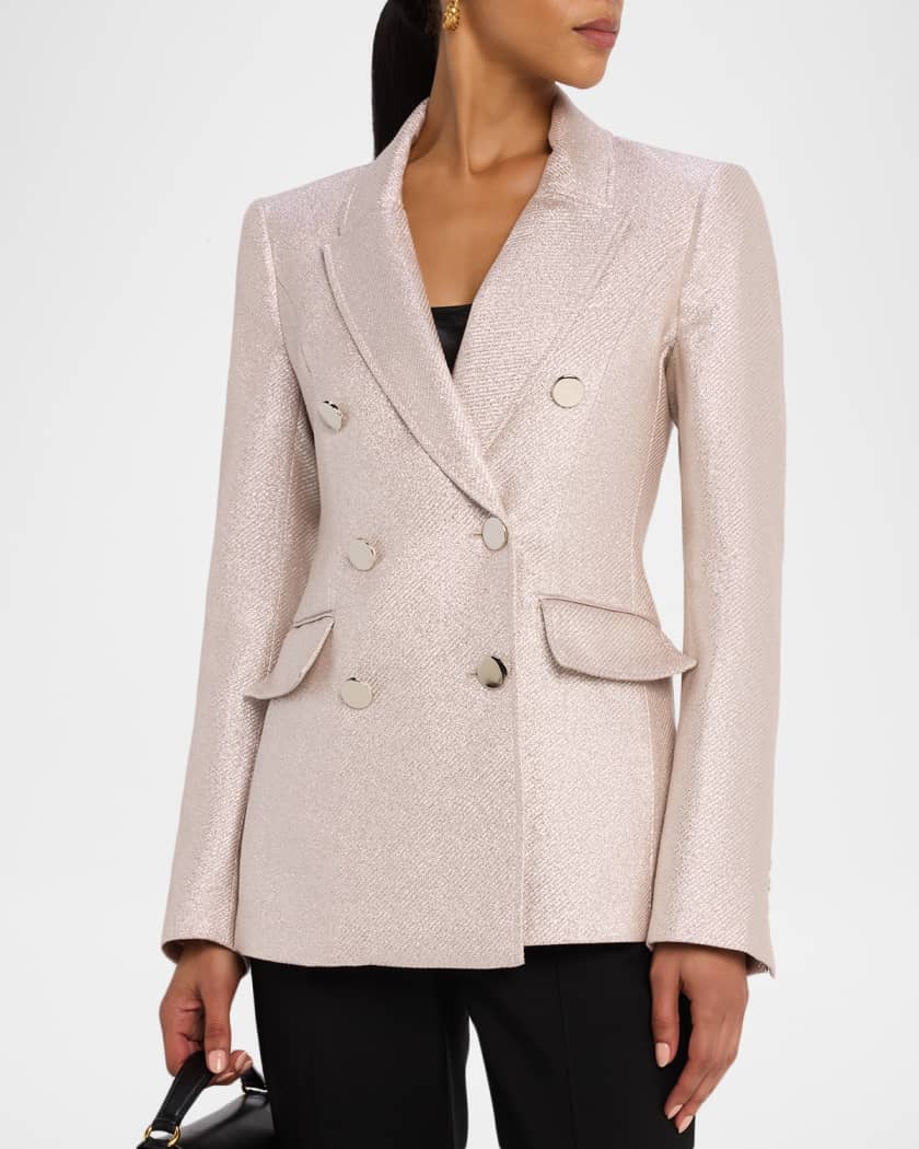 Mia Double-Breasted Metallic Blazer