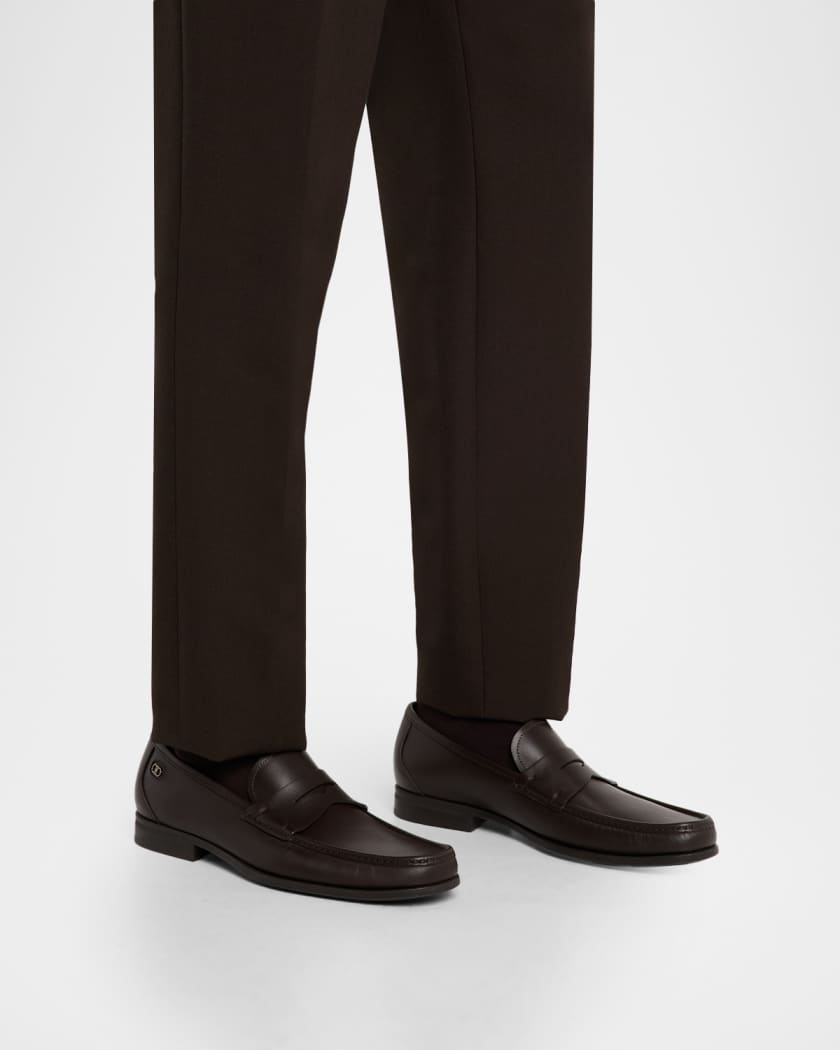 Men's Athen Leather Moc-Toe Penny Loafers