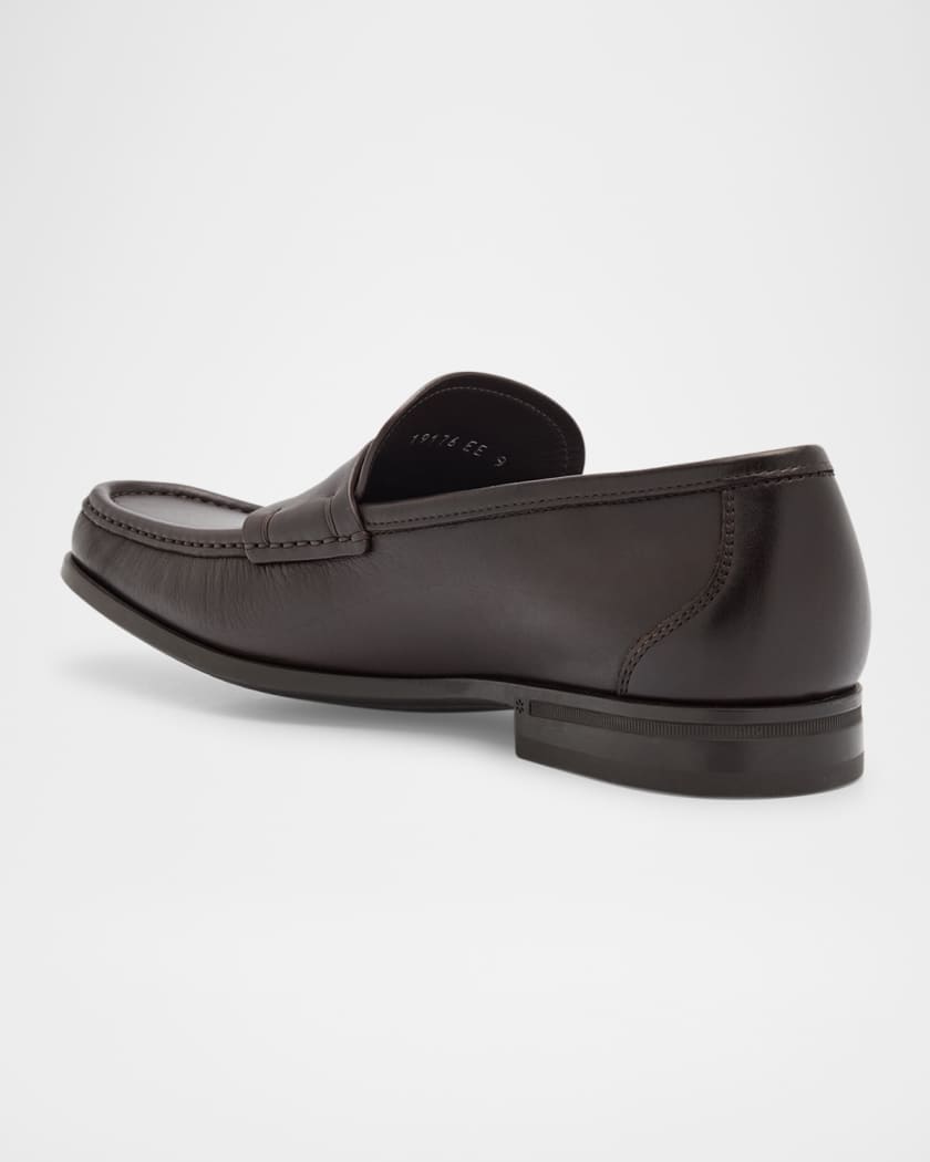 Men's Athen Leather Moc-Toe Penny Loafers