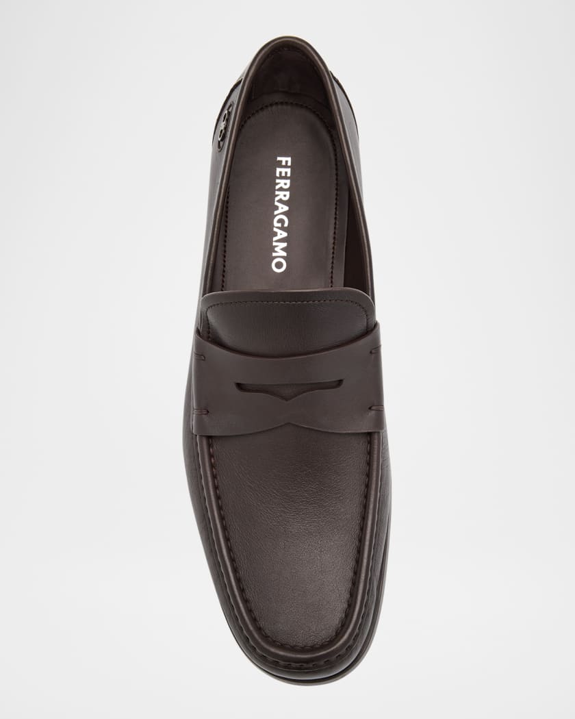 Men's Athen Leather Moc-Toe Penny Loafers