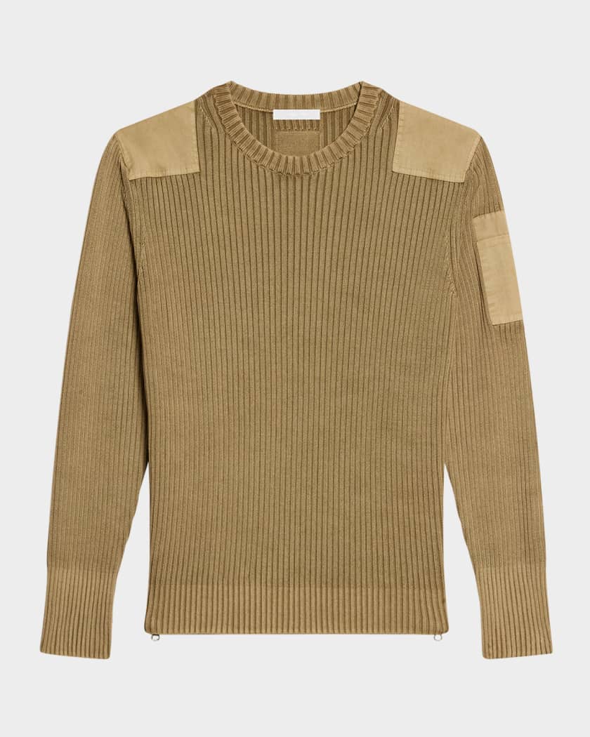 Helmut Lang Men's Ribbed Military Sweater | Neiman Marcus