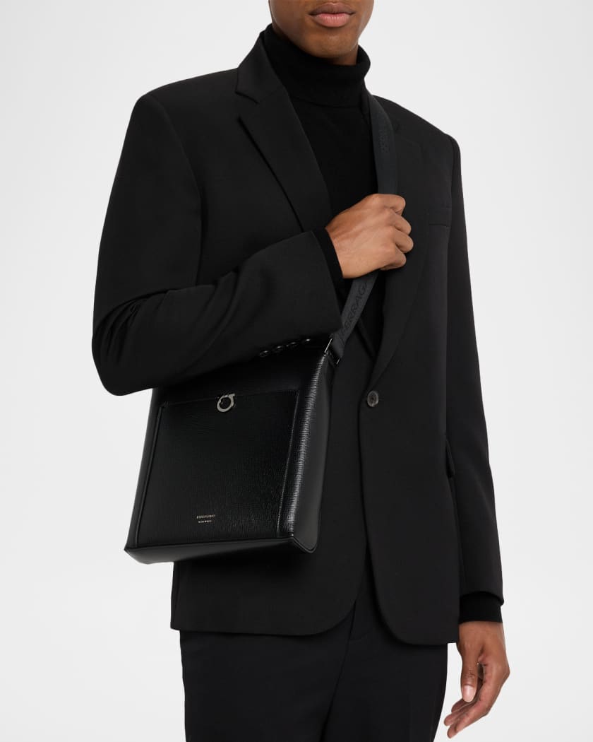 Men's Gancini Hammered Calfskin Crossbody Bag