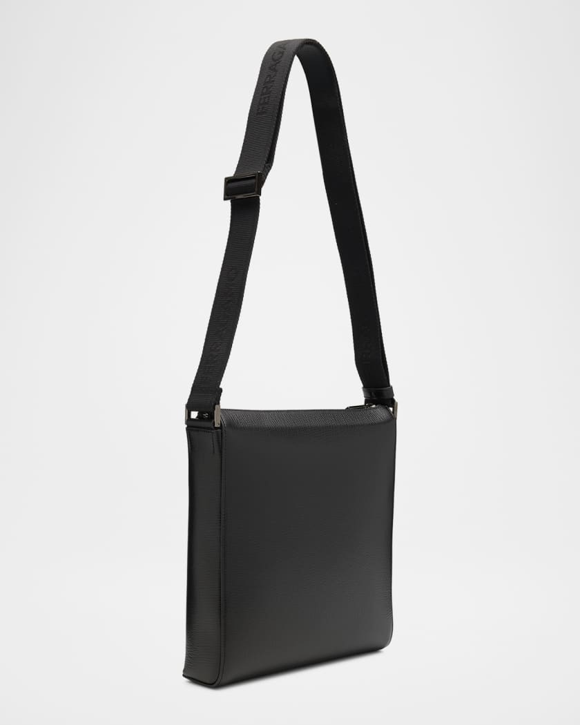 Men's Gancini Hammered Calfskin Crossbody Bag