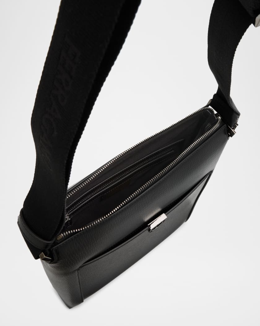 Men's Gancini Hammered Calfskin Crossbody Bag