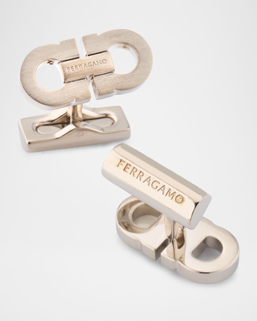 フェラガモ　カフス Ferragamo Men's Brushed Gancini Logo Cufflinks | Neiman Marcus