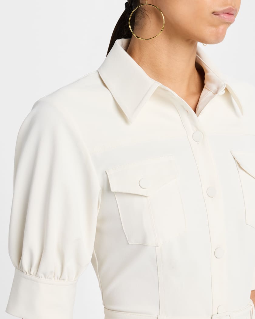 Zillah Puff-Sleeve Belted Mini Shirtdress