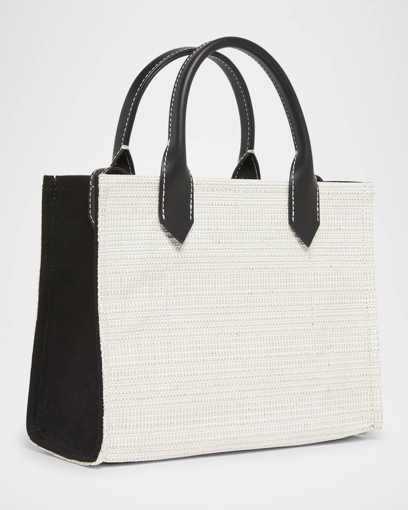 B-Army Medium Shopper Tote Bag in Raffia and Leather