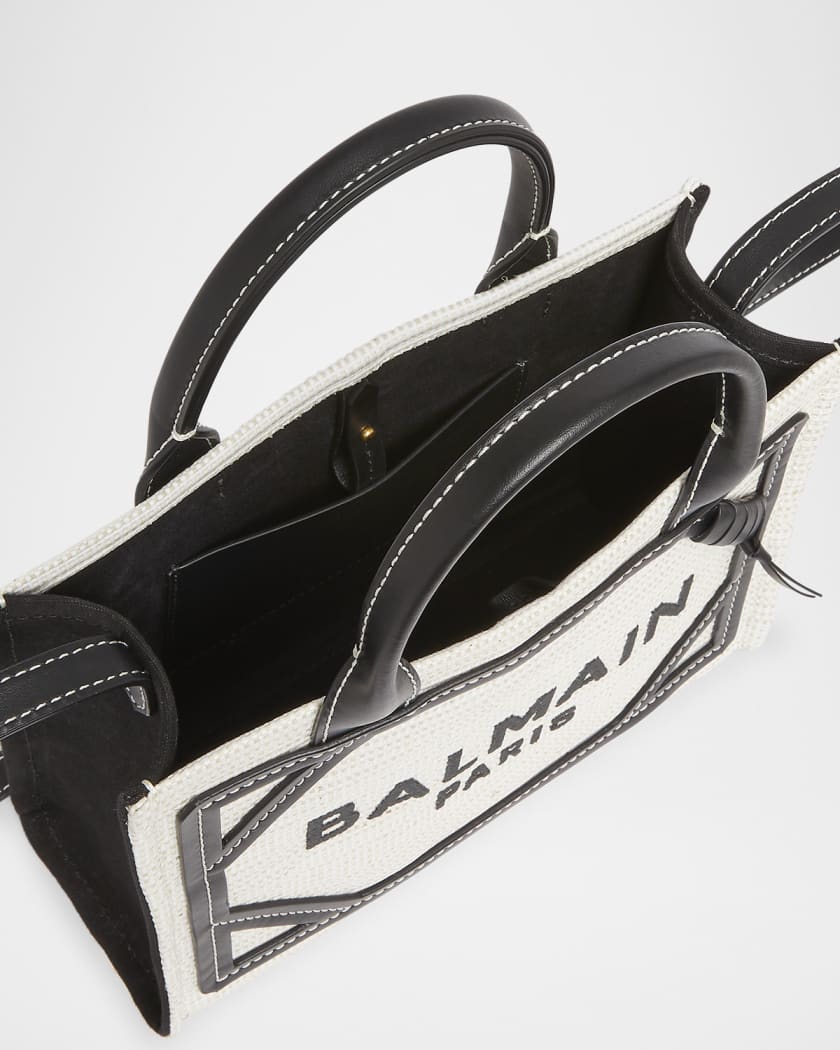 B-Army Medium Shopper Tote Bag in Raffia and Leather