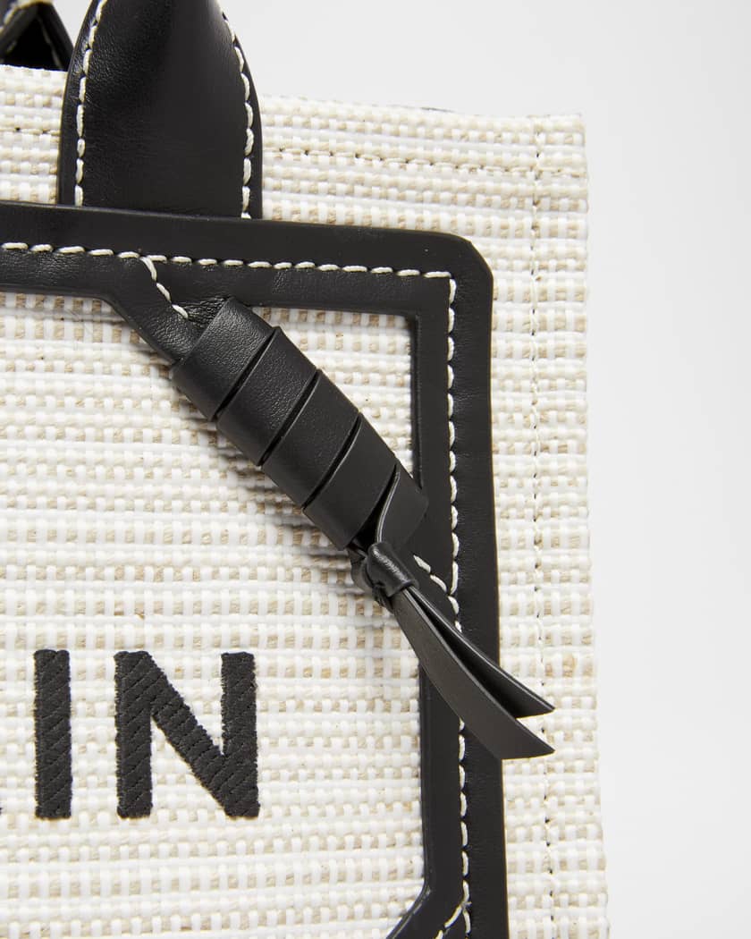 B-Army Medium Shopper Tote Bag in Raffia and Leather