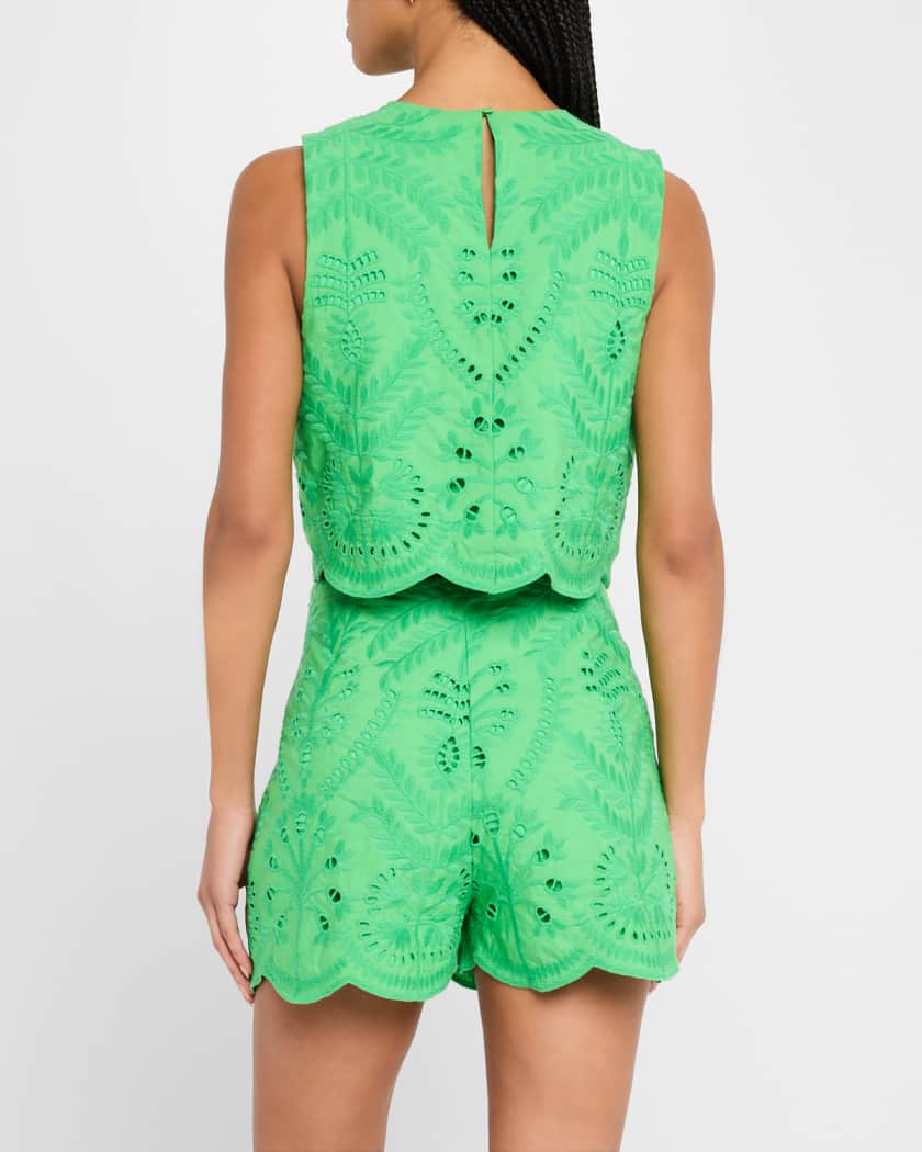 Davis Eyelet Embroidered Crop Shell