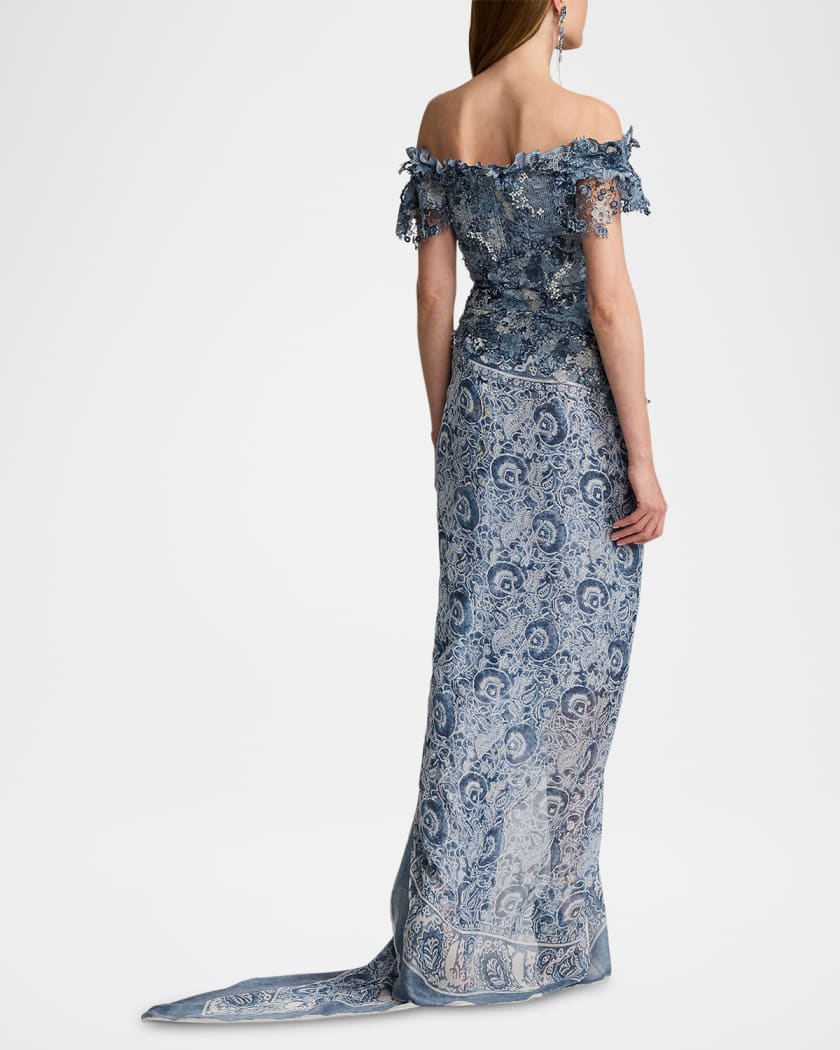 Ivanna Floral Gauze Evening Dress