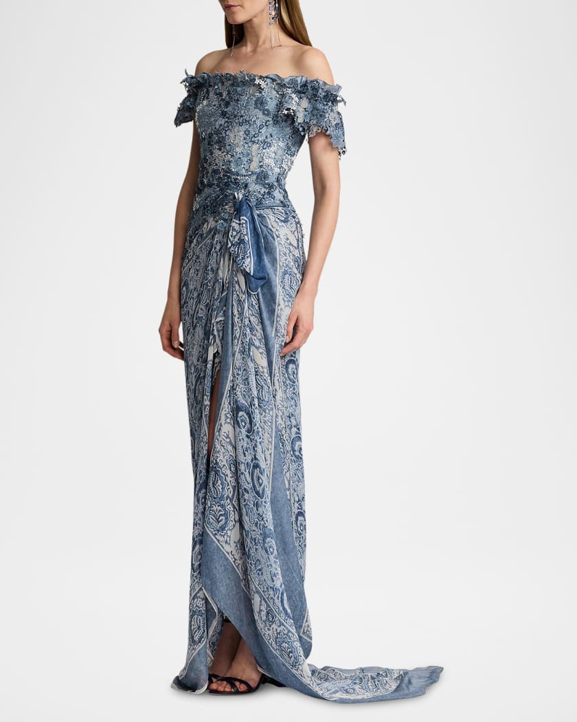 Ivanna Floral Gauze Evening Dress