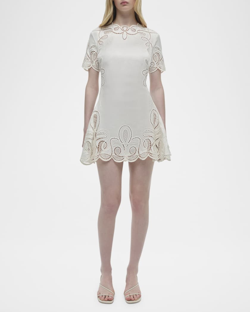 Morrigan Embroidered Short-Sleeve Mini Dress