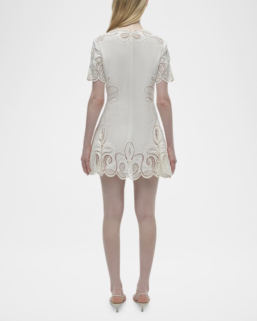 Morrigan Embroidered Short-Sleeve Mini Dress