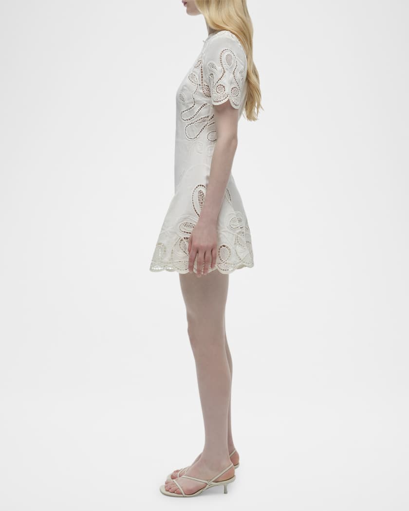 Morrigan Embroidered Short-Sleeve Mini Dress