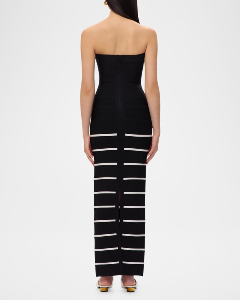 Cameron Strapless Abstract Striped Gown