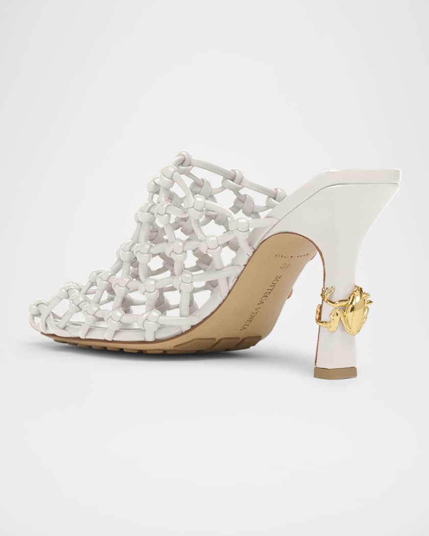 Frog Knotted Leather Stiletto Mules 