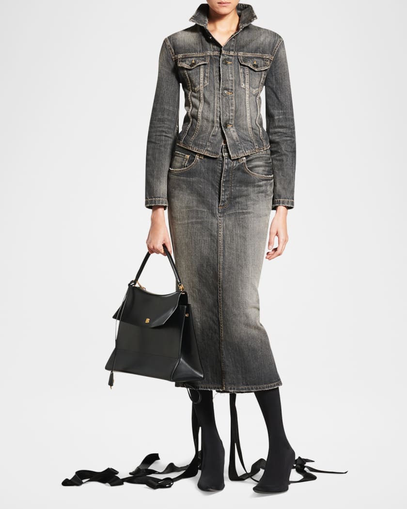 Balenciaga Lace-Up Denim Jacket | Neiman Marcus