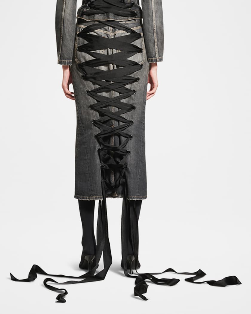 Balenciaga Lace-Up Denim Jacket | Neiman Marcus