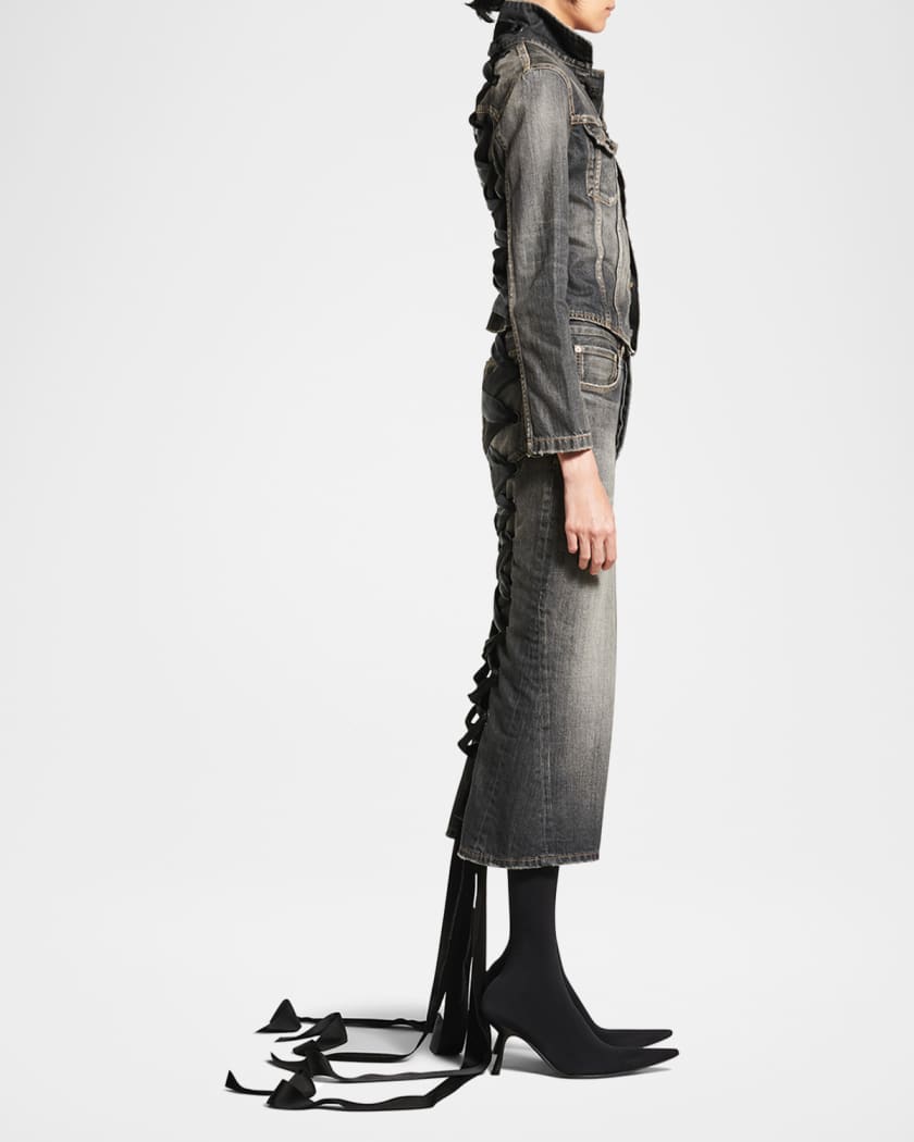 Balenciaga Lace-Up Denim Jacket | Neiman Marcus