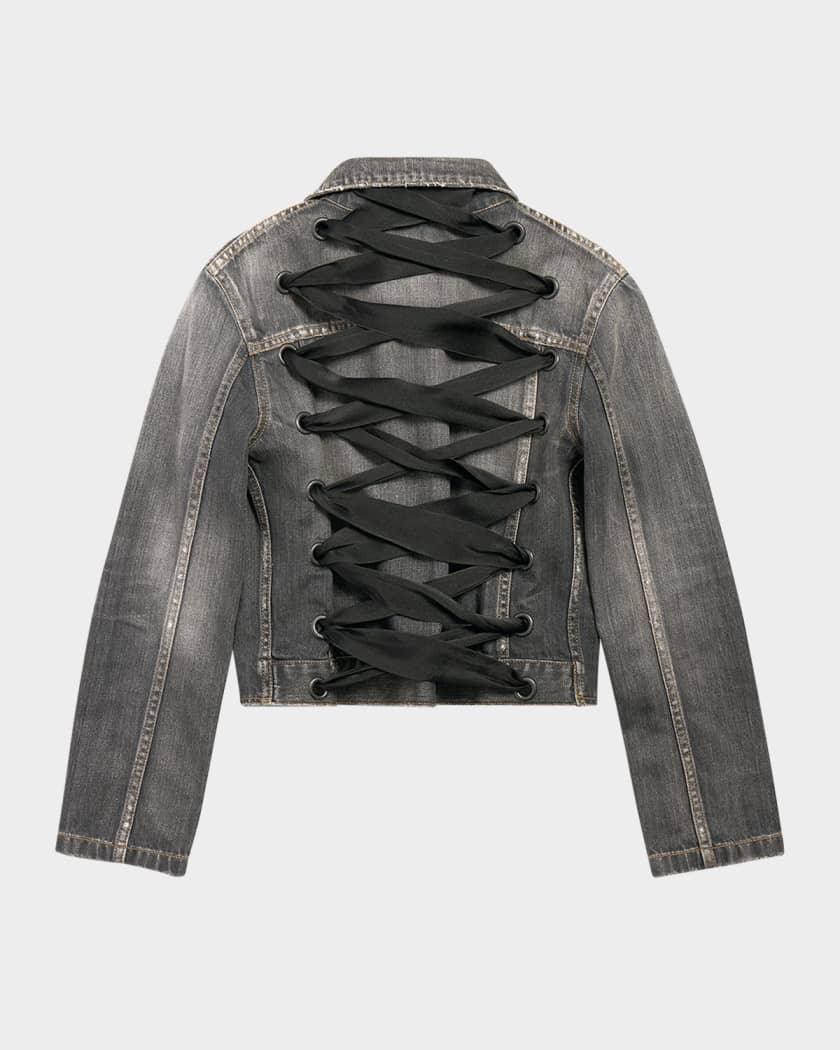 ブルゾン BALENCIAGA LACE-UP DENIM JACKET Balenciaga Lace-Up Denim Jacket | Neiman Marcus