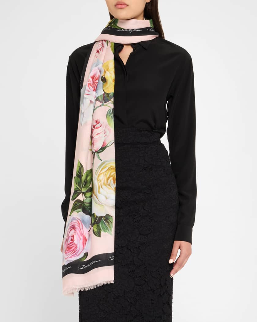 Dolce&Gabbana Floral Silk-Blend Stole | Neiman Marcus