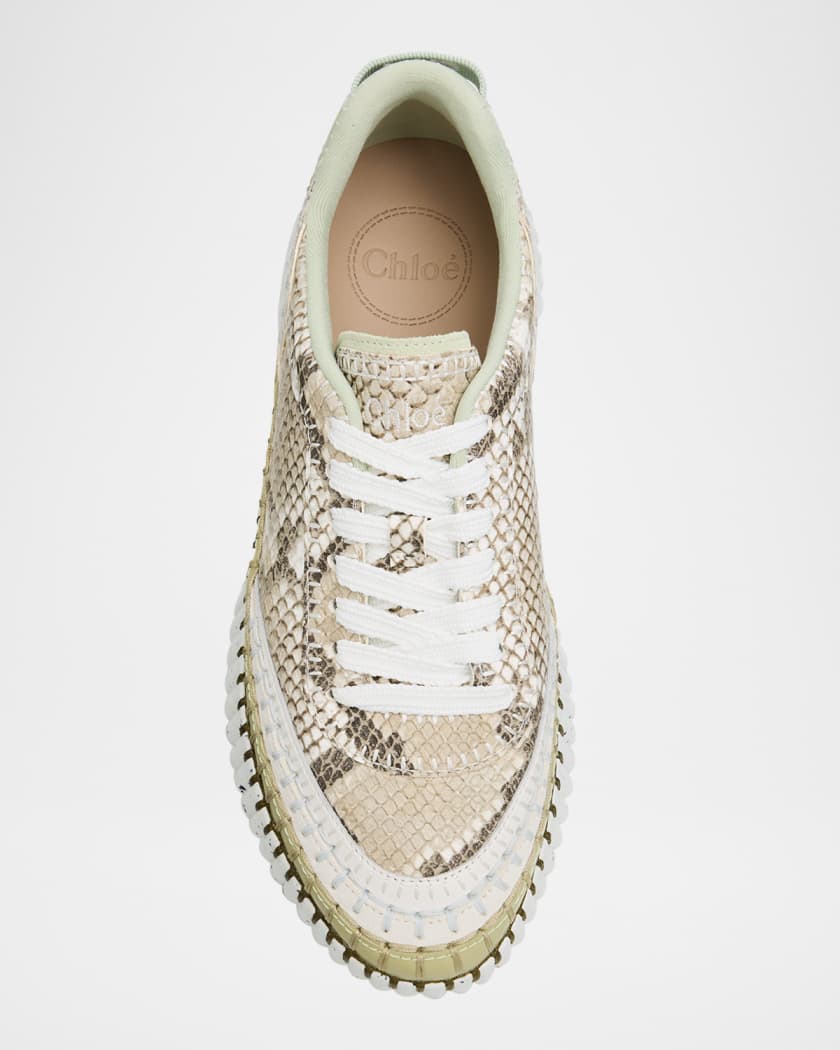 Nama Python-Print Leather Stitch Walking Sneakers