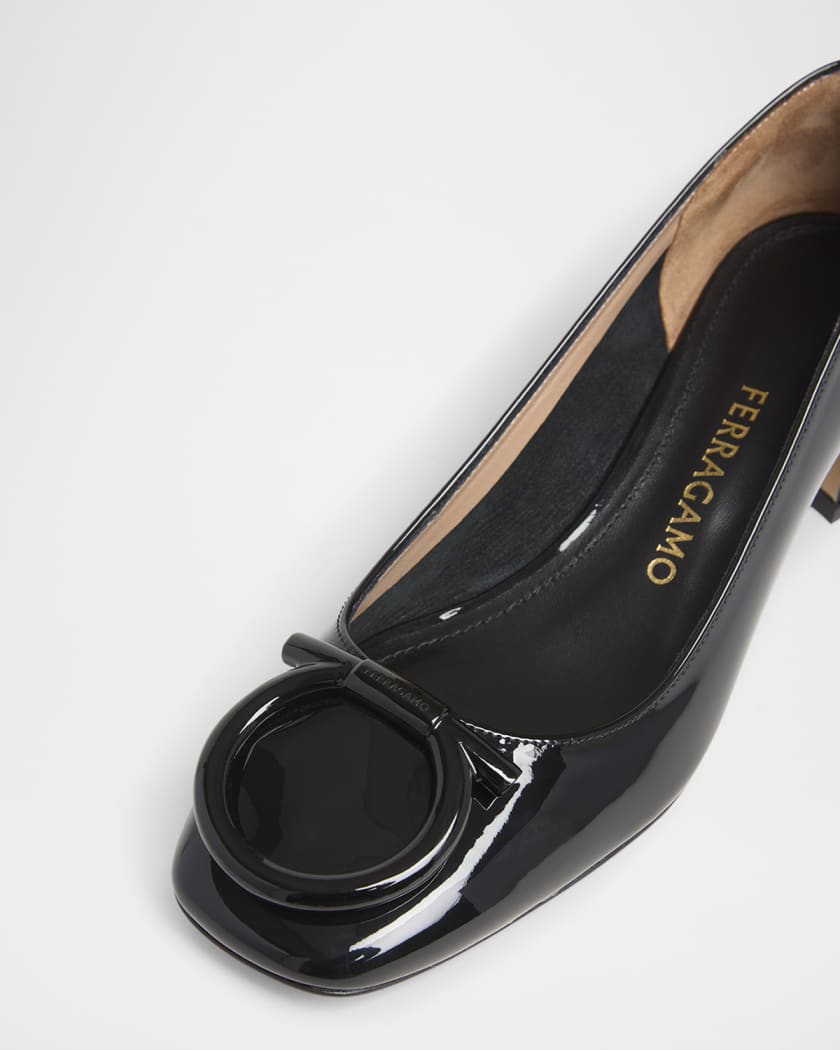 Mara Patent Gancini Block-Heel Pumps